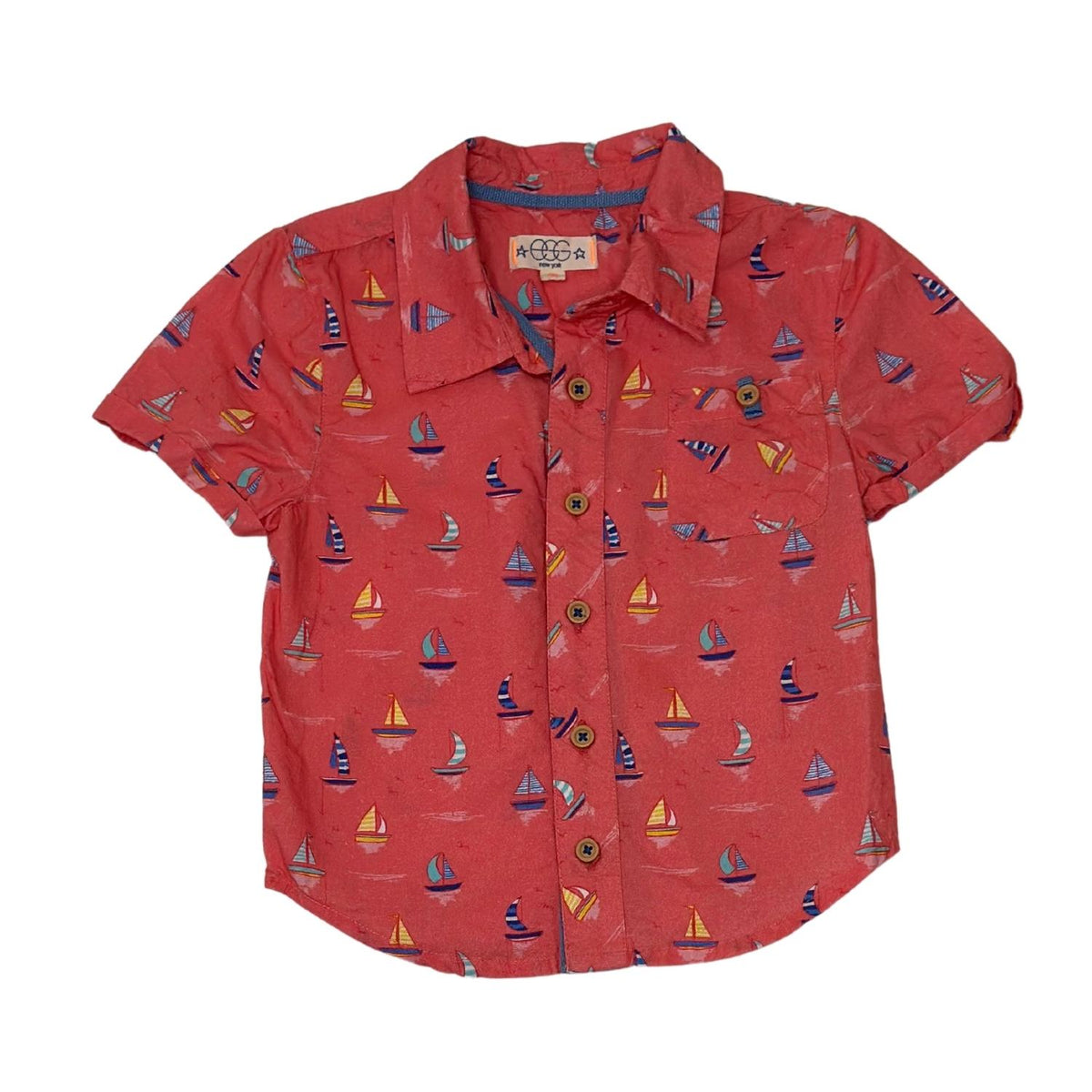 sailboat print button up